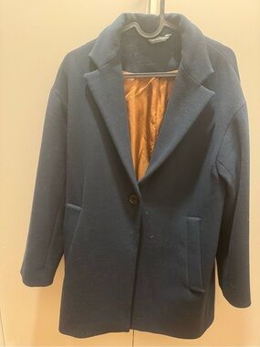 Wool-Blend Dark Green Single-Button Coat  Marvin Browne